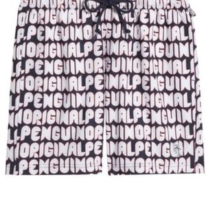Original Penguin Black and White Athletic Shorts